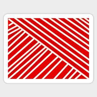 Red and White Assymetrical Candy Stripes Sticker